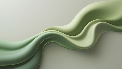 Smooth flowing wave of pastel green and pale yellow fabric with soft matte texture, subtle folds, gentle highlights and shadows, minimalist elegant composition, serene and sophisticated aesthetic