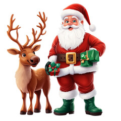 Santa Claus reading a long list of names while holding a pen, on transparent png background. Ai generated