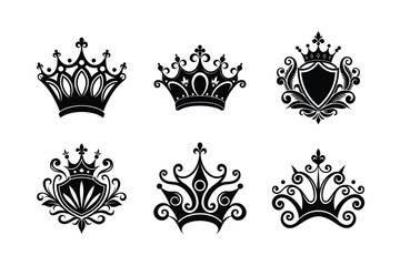 Heritage themed antique crown graphics with royal elegance Silhouette Vector illustration  