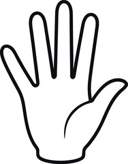 Fototapeta premium Outstretched Right Hand outline with Spread Fingers in Minimalist Style