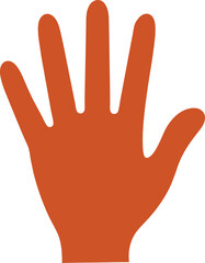 Orange Right-Hand Silhouette with Spread Fingers in Flat Vector Style