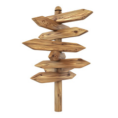 Single wooden arrow pointing left,  on transparent png background. Ai generated