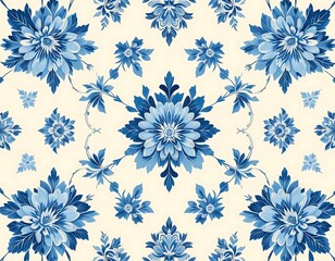 Elegant Blue Floral Seamless Patterns for Fabric, Wallpaper, and Digital Design