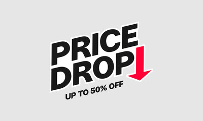 Price Drop Sale Banner – Up to 50% Off Promotional Graphic