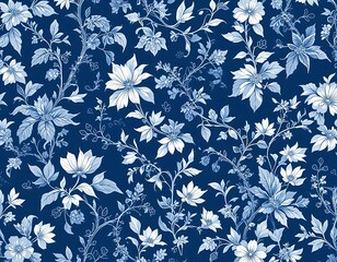 Elegant Blue Floral Seamless Patterns for Fabric, Wallpaper, and Digital Design