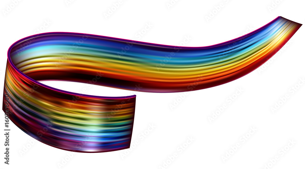 Poster abstract holographic wave.flow iridescent fluid.dynamic spectrum ribbon.