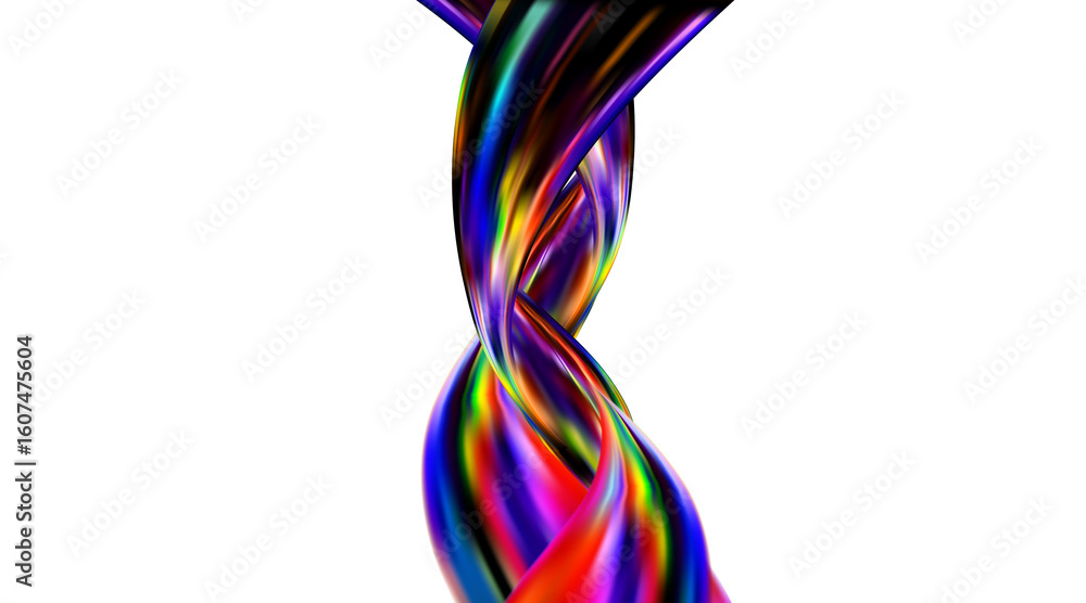Aufkleber abstract holographic wave.flow iridescent fluid.dynamic spectrum ribbon.