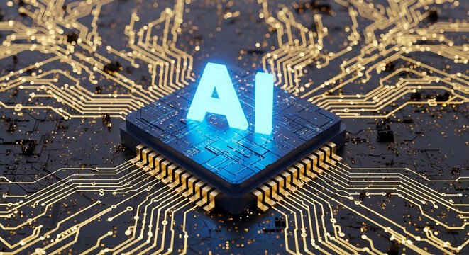 Cutting-edge AI chip with glowing letters promises a revolutionary technology future for innovative solutions