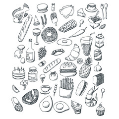 Hand-Drawn Food Doodle Collection

