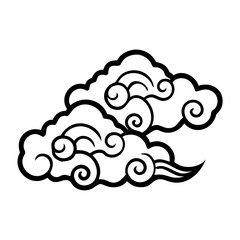 Stylized clouds with swirls in black and white xiangyun cloud pattern  
