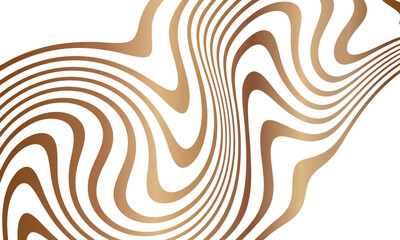 Abstract flowing wavy lines with warm brown and gold tones on white background