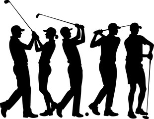 Golf Swing Silhouettes , sports, vector, illustration,  bundle