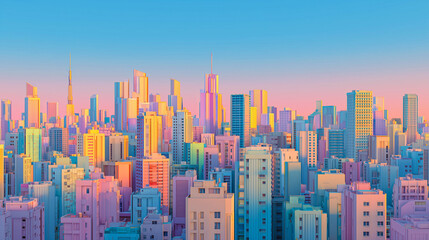 Obraz premium Colorful buildings under clear blue sky. 