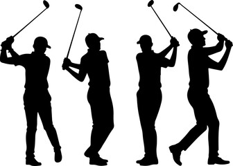 Obraz premium swing, golf swing, sports, athlete, golfing, black and white, vector, bundle
