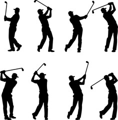  swing, golf swing, sports, athlete, golfing, black and white, vector,  bundle
