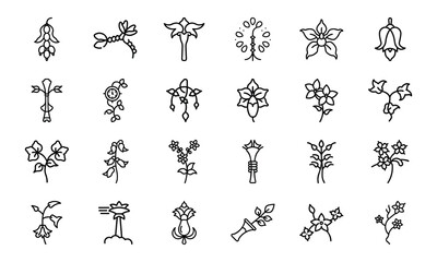 Feminine Botanical Line Art Icons Bundle 24 Minimal Uterus, Flower, and Herbal Vector Icons for Women’s Wellness, Self-Care, Spiritual Design, and Feminist Projects