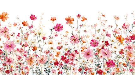 Delicate cosmos flowers in vibrant pink orange and white hues image