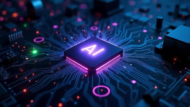 Ai artificial intelligence technology chip future learning machine neural network concept design