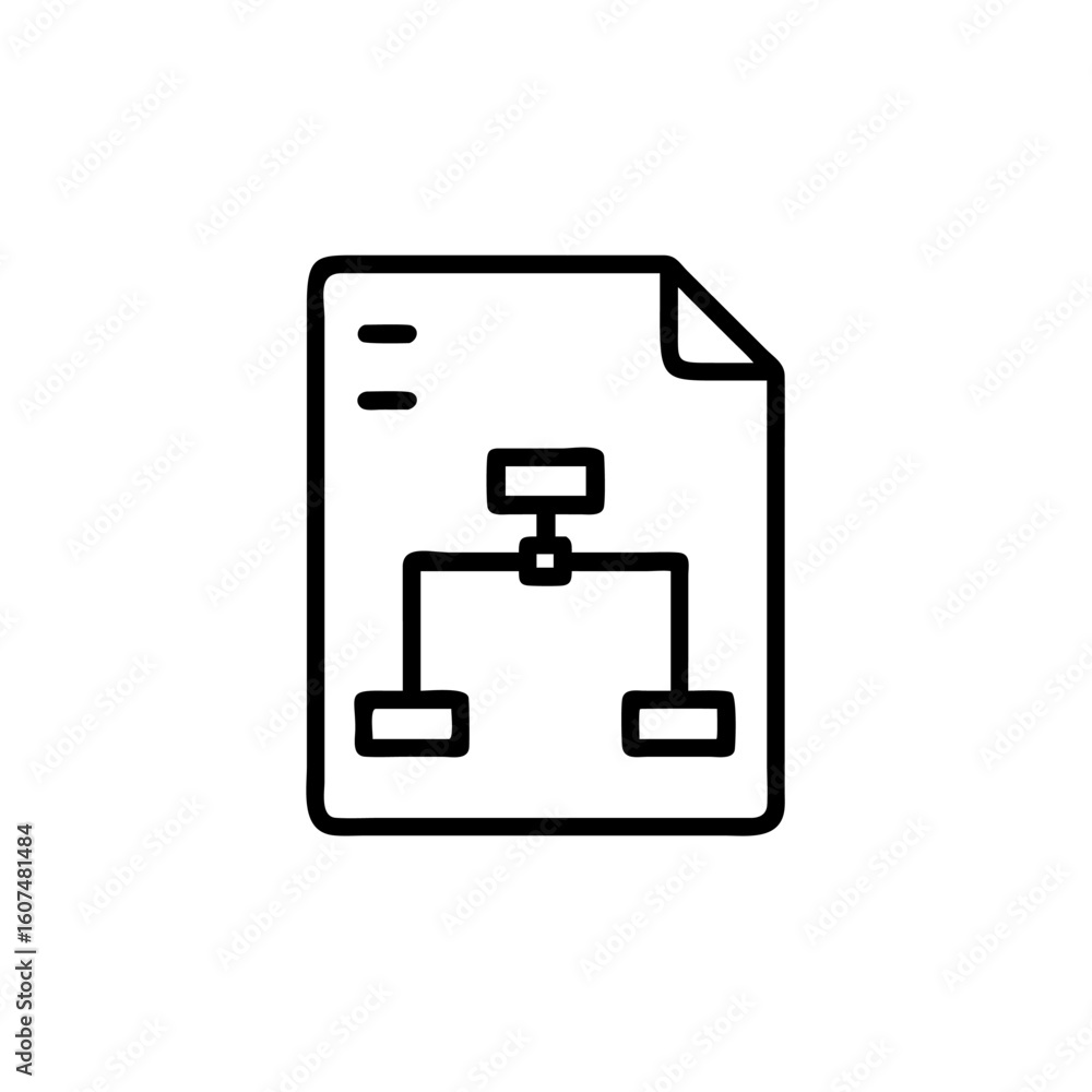 Aufkleber outline icon a document with a flowchart diagram paper business