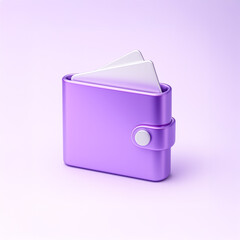 3D purple wallet with visible cards on pastel background, abstract concept of finance, digital payment, and money management
