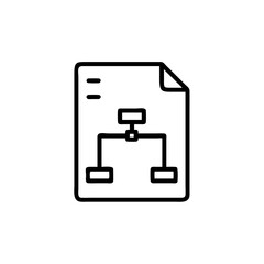 Outline icon a document with a flowchart diagram paper business