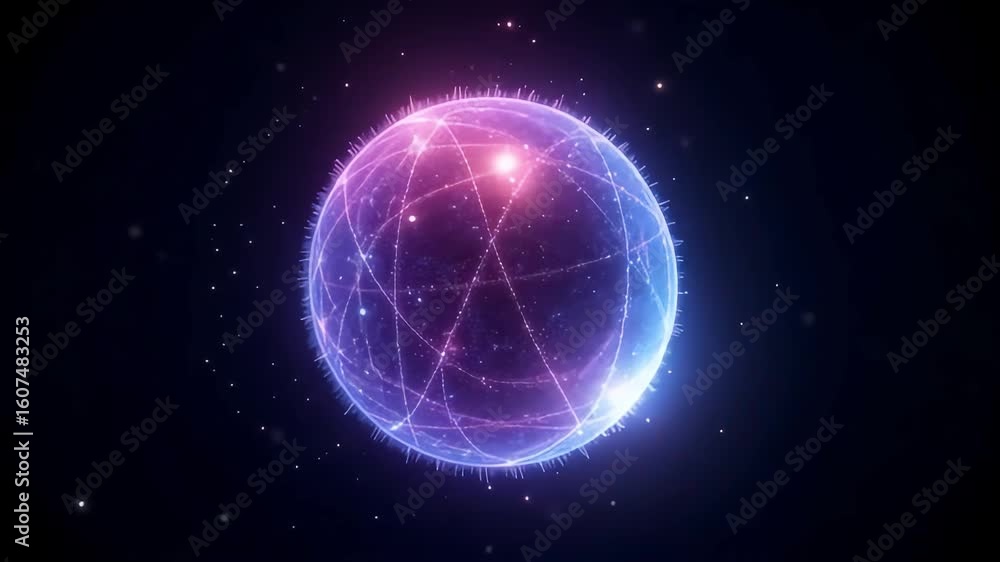 Poster abstract global network technology background animation futuristic digital world 3d render