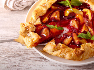 plum, peach and apricot galette