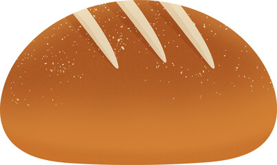 bread loaf with slashes on top isolated on transparent background png illustration
