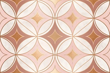 Abstract Geometric Symmetrical Pattern – Circular Motif in Blush Pink and Copper, Minimalist Contemporary Seamless Background for Wallpaper, Fabric, Graphic Design, and Digital Use	
