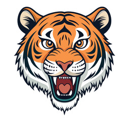 Bold Tiger roaring Head Mascot Vector Illustration.