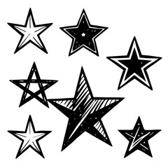 Hand-drawn Star Collection: Black and White Sketch Stars