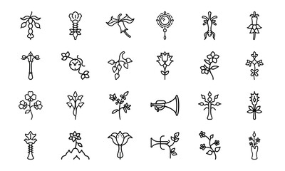 Feminine Botanical Line Art Icons Bundle 24 Minimal Uterus, Flower, and Herbal Vector Icons for Women&rsquo;s Wellness, Self-Care, Spiritual Design, and Feminist Projects