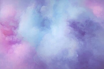 Soft pastel clouds blend in shades of blue, purple, and pink, creating a dreamy and ethereal abstract background