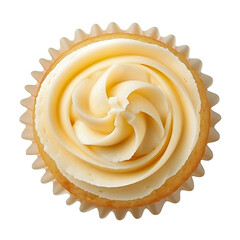 Top View of a Cupcake with Swirled Frosting