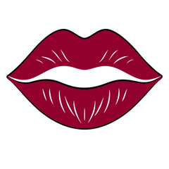 Close-up of Dark Red Lips Illustration