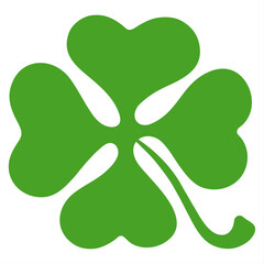 Green four leaves clover over white background