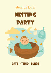 Nesting Party Invitation – Cute Baby Shower Preparation Card