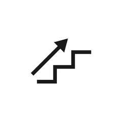 Up the stairs sign. Upward arrow with stairs symbol. Simple minimal vector drawing. 