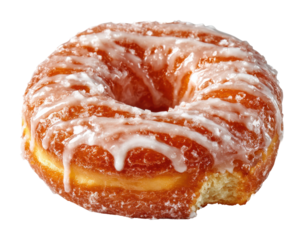 Delicious glazed donut indulgence bakery shop food bright view isolated on transparent background