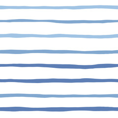 Stripes seamless pattern. Blue lines print. Watercolor sea stripes background