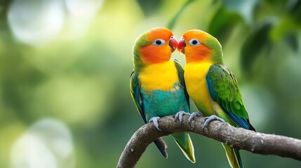 Colorful birds in love