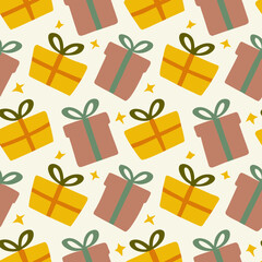 Colorful Christmas Gift Boxes With Bows A Cheerful Holiday Seamless Pattern Design