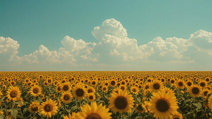 Obraz premium field of sunflowers against blue sky