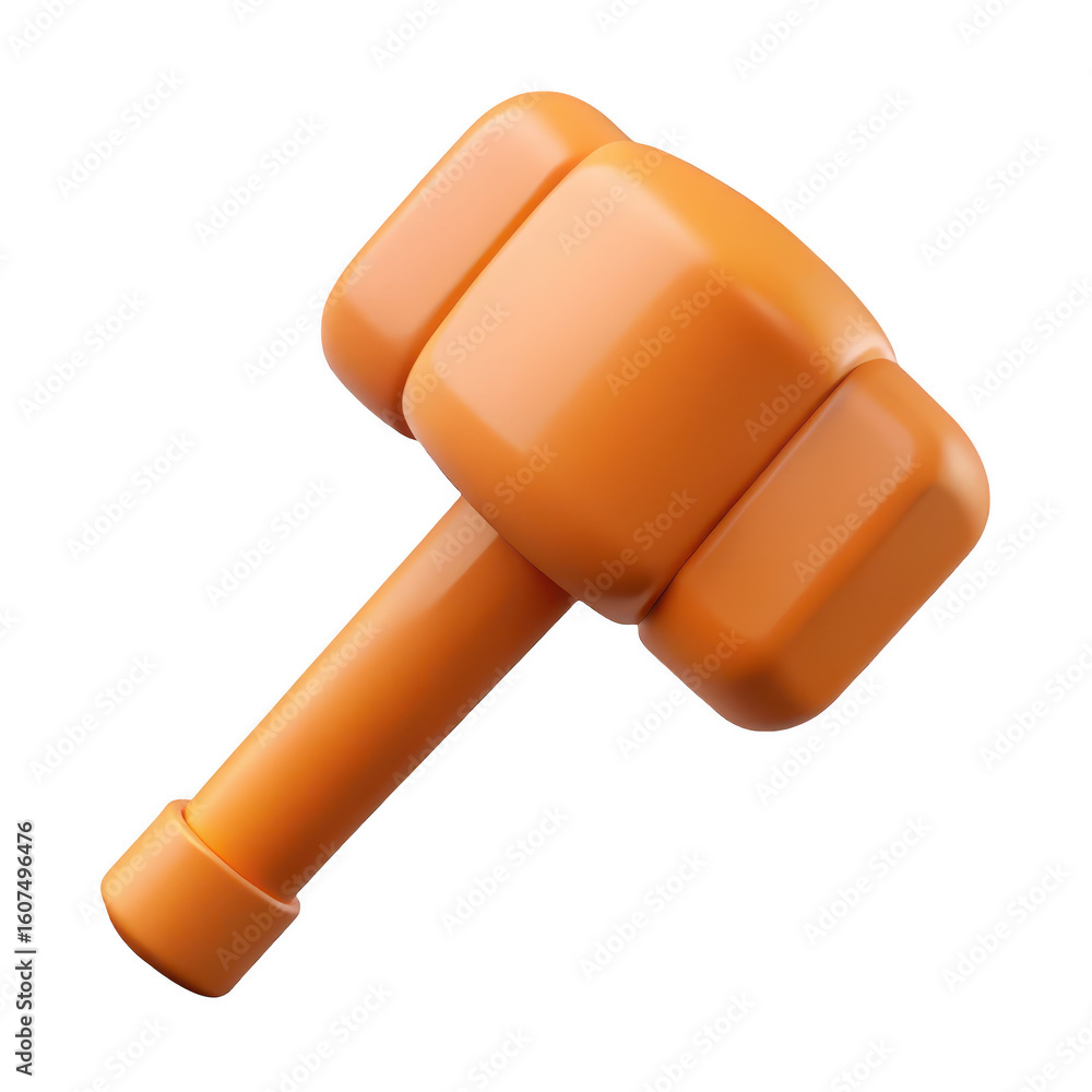 Poster a bright orange gavel with a smooth glossy finish and a sturdy handle isolated on transparent backgr