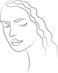 A beautiful woman's face silhouette with flowing hair, a perfect profile illustration of style and beauty