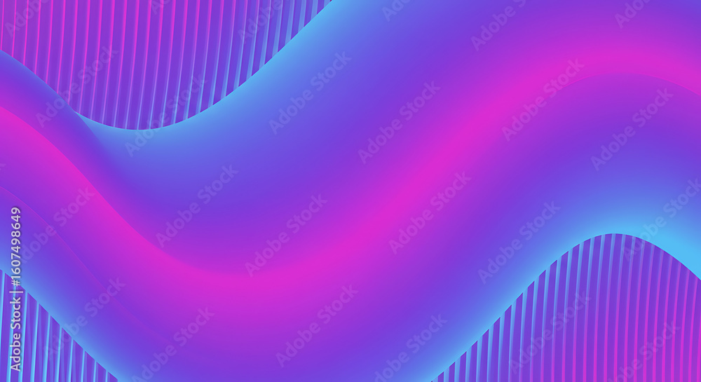 Poster three abstract designs with wavy lines and circular patterns on a blue background