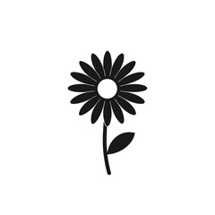 Simple daisy flower silhouette icon on white background