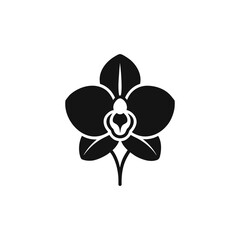 Orchid flower silhouette icon for design projects