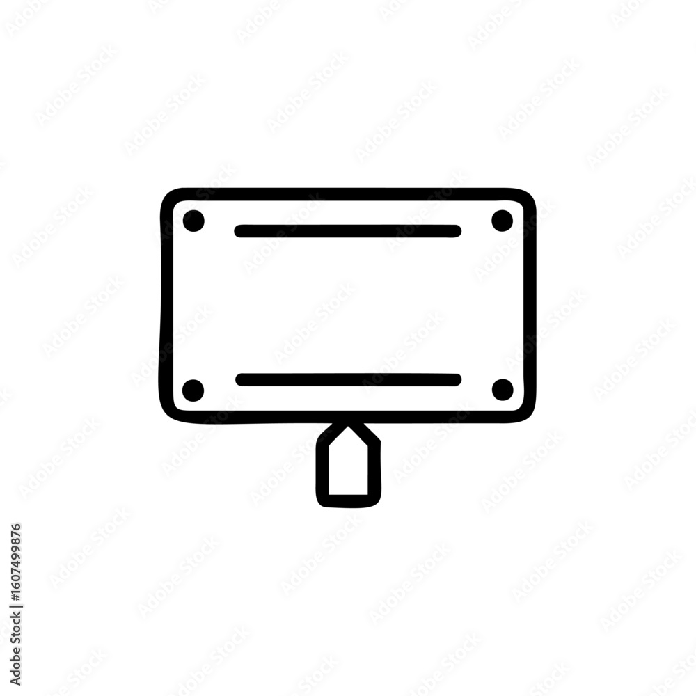 Poster outline a rectangular message board with two horizontal lines four dots sign notification