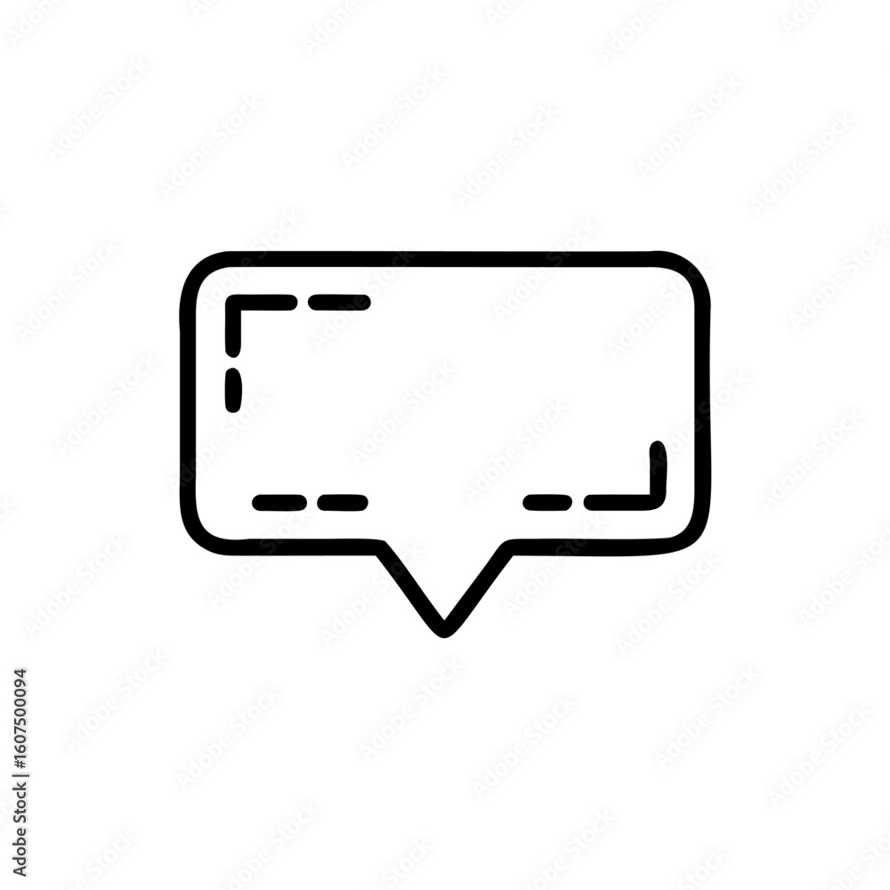 Poster outline a speech bubble with dashed lines a pointer comment message
